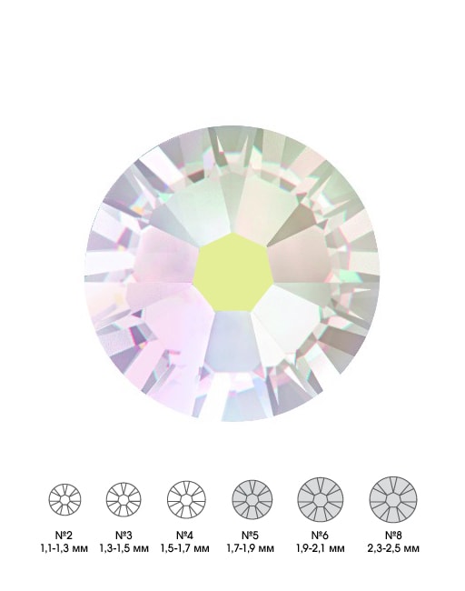 Стразы стеклянные MIX CRYSTAL АВ (прозрачный, голографический) №5 №6 №8 150 шт из каталога Стразы в интернет-магазине BPW.style