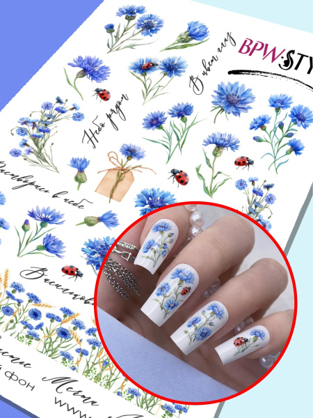 Слайдер-дизайн Васильки микс из каталога Цветные на любой фон в интернет-магазине BPW.style