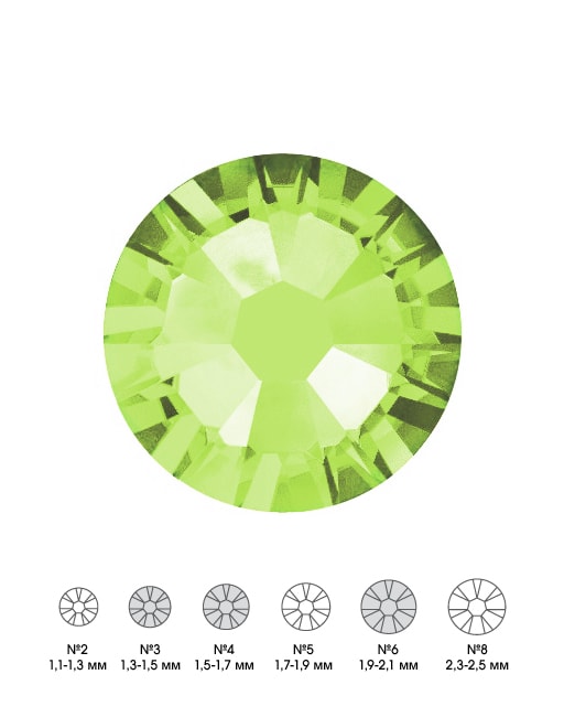 Стразы стеклянные MIX PERIDOT (оливковый) №3 №4 №6 150 шт из каталога Стразы в интернет-магазине BPW.style