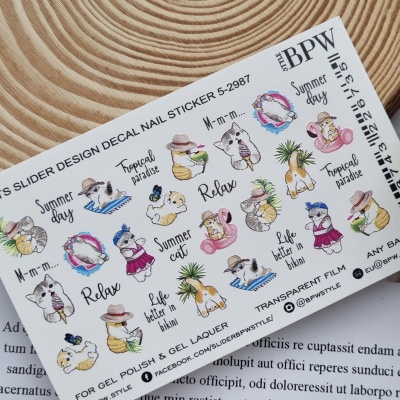 Слайдер-дизайн Summer cats из каталога Цветные на любой фон, в интернет-магазине BPW.style