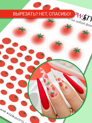 Слайдер-дизайн  Томаты Tomatoes nails из каталога Цветные на любой фон, в интернет-магазине BPW.style