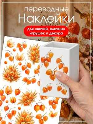 Наклейки переводные для свечей и декора Физалис из каталога Наклейки декупажные для декора свечей, яиц, изделий из гипса, в интернет-магазине BPW.style